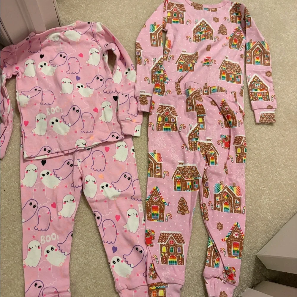 🌸5/$50🌸Toddler Girls Pink Ghost and Gingerbread Pajama Set - Picture 2 of 2